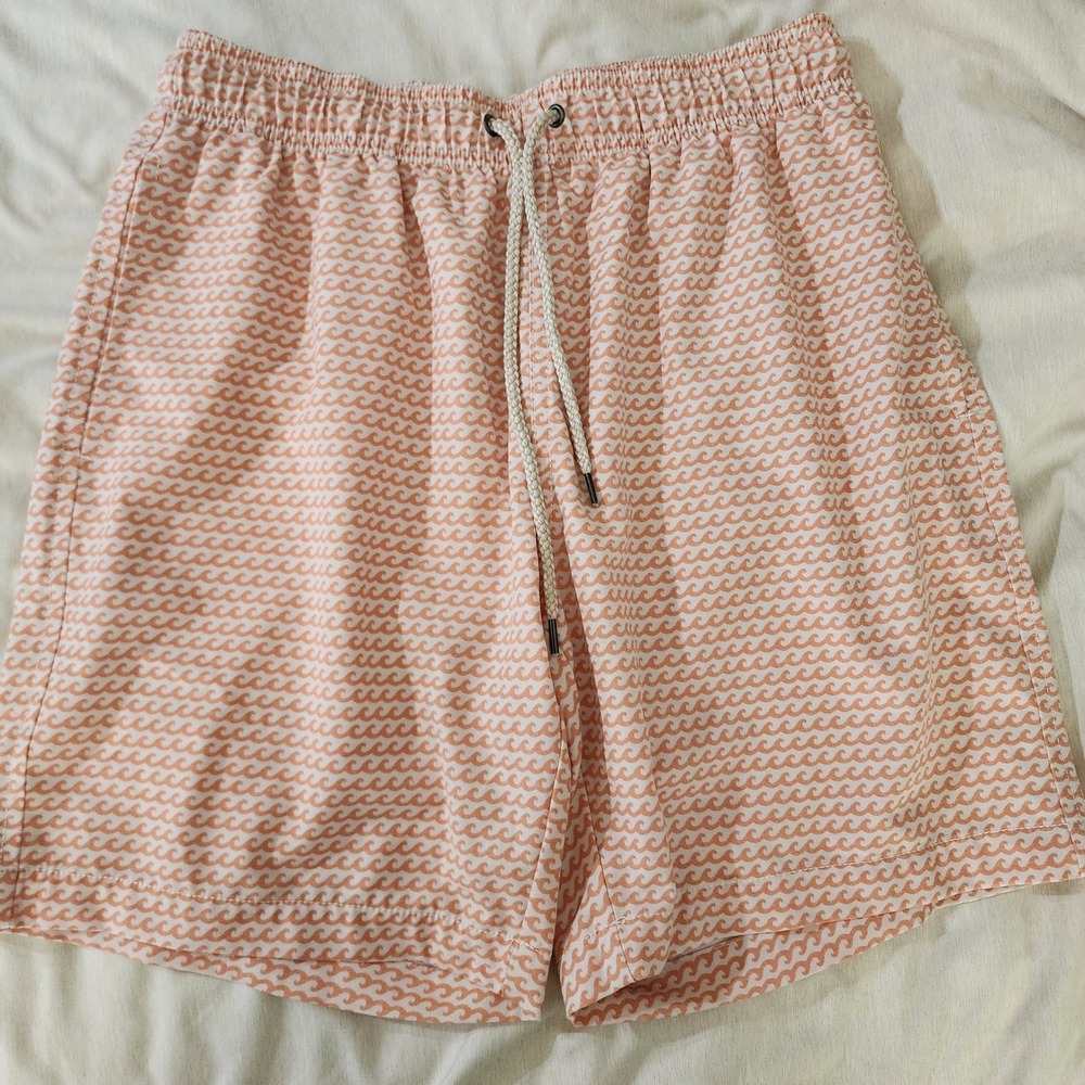Faherty Board Shorts Mens M Peach Excellent Wave Print Beacon Trunk MSU2101-AWP